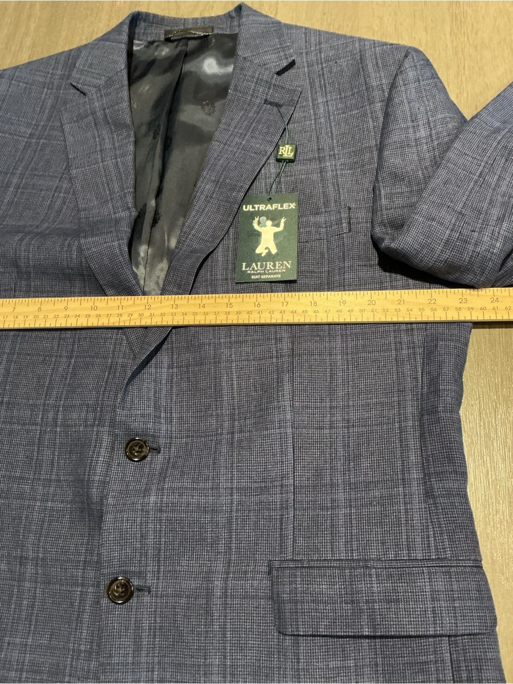 NWT Lauren Ralph Lauren Ultraflex Navy Plaid Sport Coat Blazer 44L - Picture 9 of 12